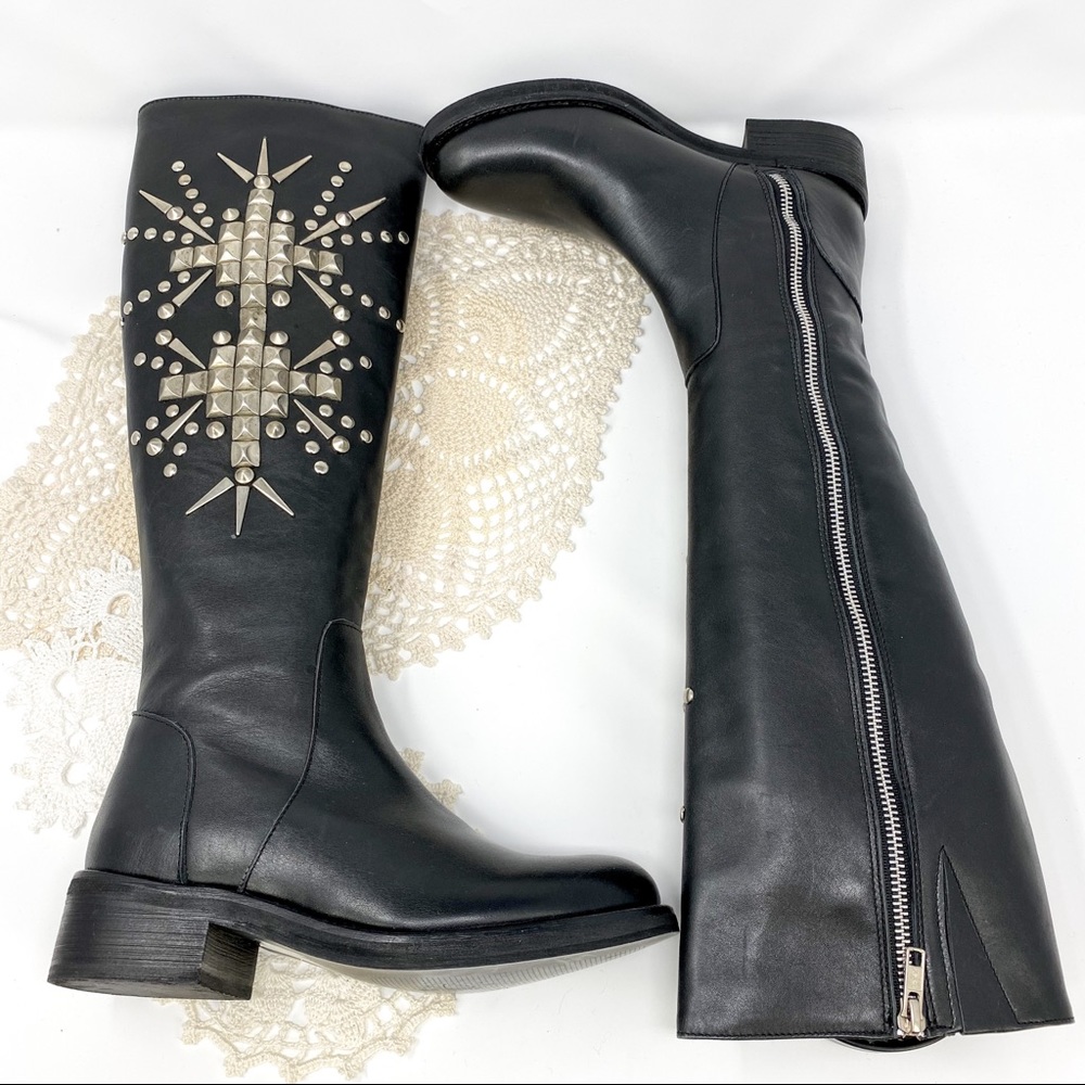 Steve Madden | Diabla Black Studded Tall Boots - Picture 3 of 8